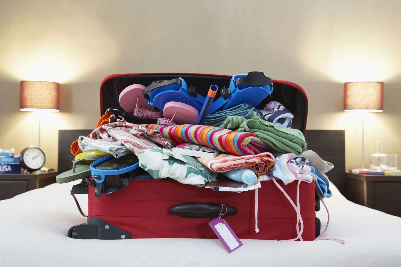 Organized travel luggage with efficient packing techniques