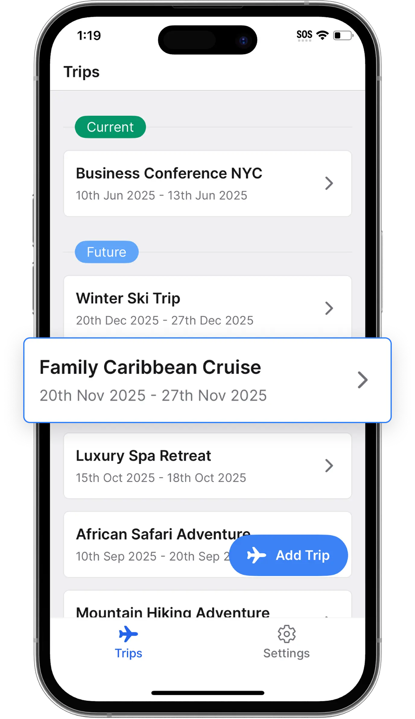 QuickPack app interface showing packing list features